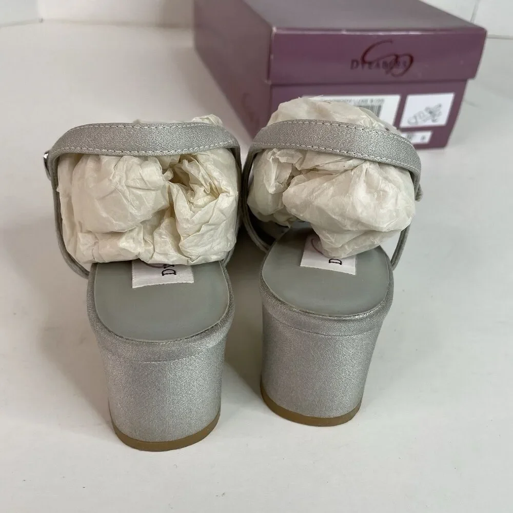 Dyeables Rhapsody Luxe Heels Women’s Size 5 1/2 B, Silver Wedding, Pumps Vintage - Picture 6 of 9